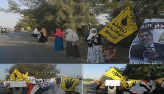 البحيرة :  سلسلة بشرية لثوار البستان الجديد تحت شعار "العمال طليعة الثورة"