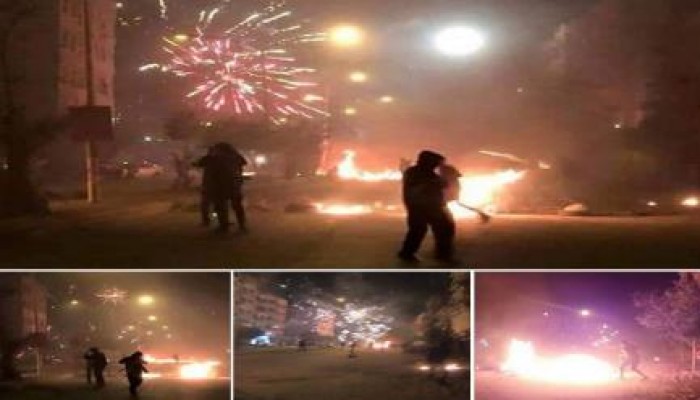 طلاب ضد الانقلاب بأكتوبر ترد على اعتداءات أمن الانقلاب بالألعاب النارية