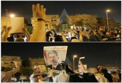 وقفة مفاجئة أمام منزل الرئيس مرسي تحيي صموده وشجاعته