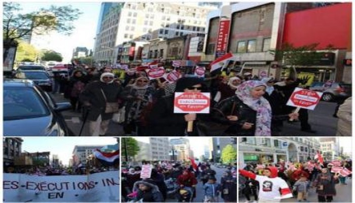 مظاهرة حاشدة بكندا تندد بأحكام الإعدام على الرئيس مرسي وإخوانه