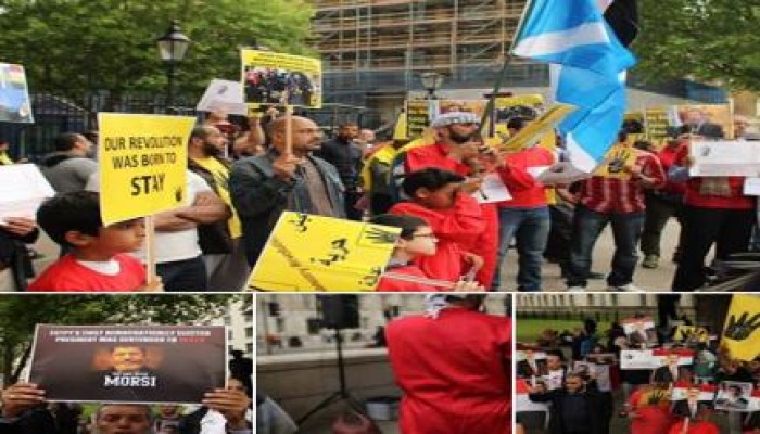 وقفة للجالية المصرية ببريطانيا تنديدا بأحكام الإعدام