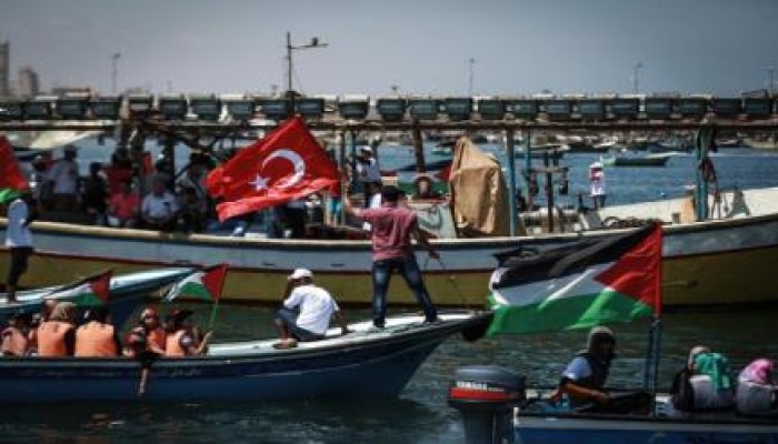 مسيرة بحرية في غزة إحياء للذكرى الخامسة لمجزرة سفينة "مرمرة" التركية