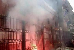 مجهولون يحرقون قسم المطرية القديم