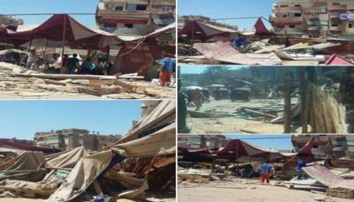 الانقلاب يواصل محاربته للفقراء ..  تحطيم عشرات الاكشاك على طريق أبشواي بالفيوم