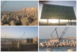 بالصور ..  القوات المسلحة بالاسكندرية تهدم الشواطئ لتوسعة نادي تابع لها !