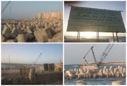 بالصور ..  القوات المسلحة بالاسكندرية تهدم الشواطئ لتوسعة نادي تابع لها !