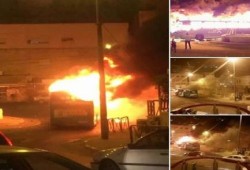 اندلاع حريق حافلة إسرائيلية بالقدس نتيجة تعرضها لقنابل حارقة