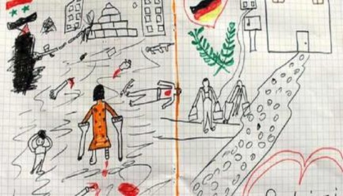 رسمة لطفل سوري تصدم الشرطة الألمانية