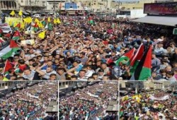 حشود ضخمنة في مسيرة في العاصمة الأردنية عمّان لنصرة المسجد الأقصى