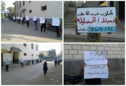 دمياط : طلاب ضد الانقلاب تتحدى أمن الانقلاب بسلسلة بشرية بالبصارطة (صور)