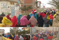 سلسلة بشرية وتظاهرات  لثوار الخياطه بدمياط