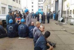 عمال شركات قناة السويس أثناء اعتصامهم يهتفون: " بكره مش هتلاقي رغيف "