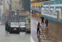 المنصورة تغرق في مياه الأمطار
