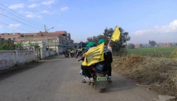 بالصور.. مسيرة ضد الانقلاب بالدراجات البخارية لثوار البصارطه بدمياط