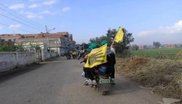 بالصور.. مسيرة ضد الانقلاب بالدراجات البخارية لثوار البصارطه بدمياط