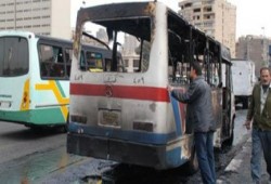 تفحم 8 اتوبيسات نقل جماعي بالمطرية بعد اشتعال النيران بها