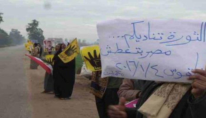 سلاسل بشرية لأحرار فاقوس حوش عيس ضمن فعاليات "الثور تناديكم"