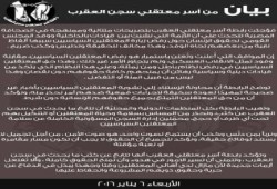 بيان لأسر "معتقلي العقرب" بشأن زيارة المجلس القومي لحقوق الإنسان للسجن