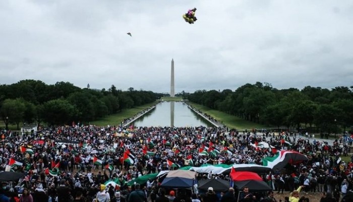مظاهرة حاشدة في واشنطن دعما للشعب الفلسطيني