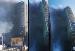 حريق هائل في فندق قيد الإنشاء تابع للجيش في الإسكندرية