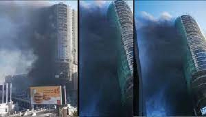حريق هائل في فندق قيد الإنشاء تابع للجيش في الإسكندرية