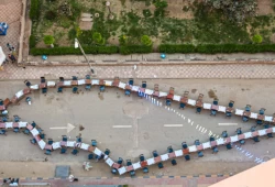 إفطار جماعي في جامعة المنوفية على شكل خريطة فلسطين