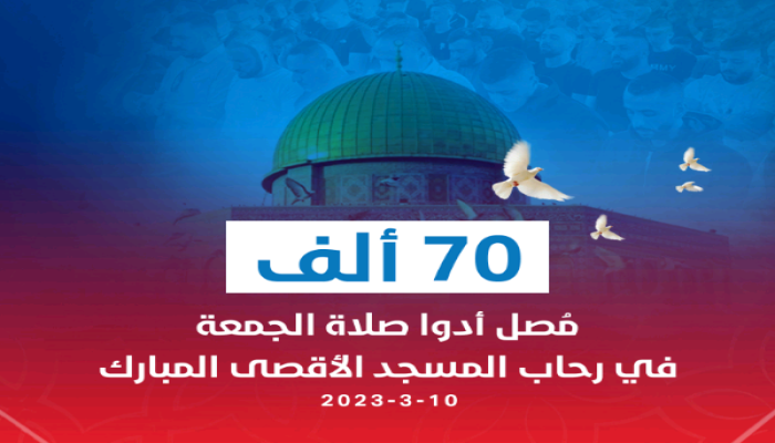 70 ألف فلسطيني يؤدون صلاة الجمعة في المسجد الأقصى