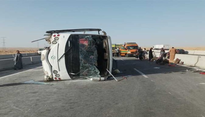 إصابة 39 سودانيا بحادث انقلاب أتوبيس في بني سويف