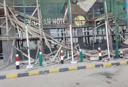 سقوط سقف فندق شهير على كورنيش الإسكندرية