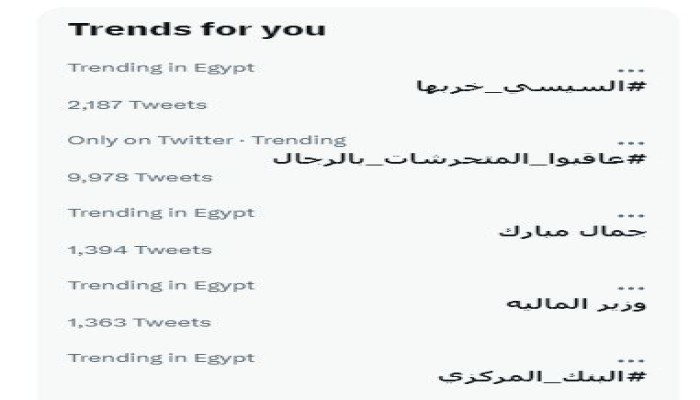 السيسى خربها يتصدر "تويتر" وسط غضب واسع من نفاذ طاقة تحمل الشعب