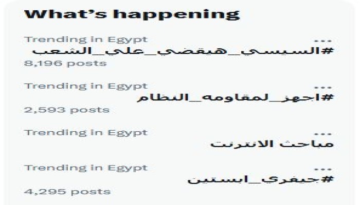 هاشتاج "السيسي هيقضي علي الشعب" يتصدر التواصل ب 9 آلاف تغريدة