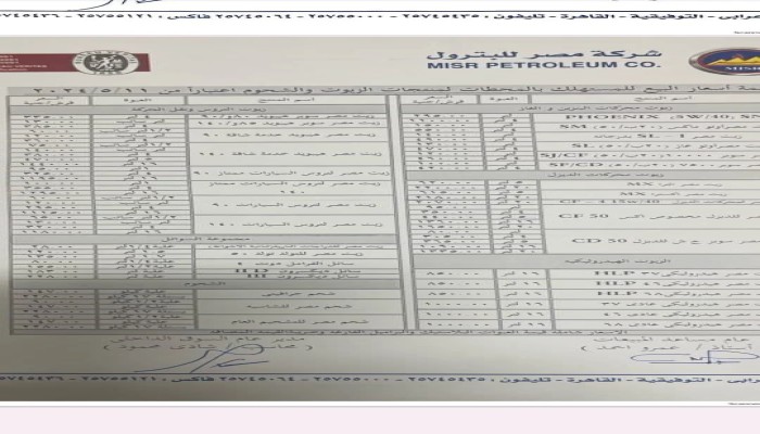 شركة مصر للبترول تعلن رفع أسعار منتجاتها للزيوت والغاز