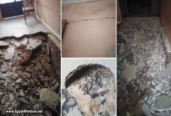 هبوط أرضي يضرب 7 منازل في قرية سرسنا بالمنوفية