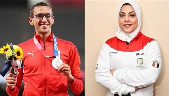 سارة سمير وأحمد الجندى يحملان علم مصر فى حفل افتتاح أولمبياد باريس اليوم
