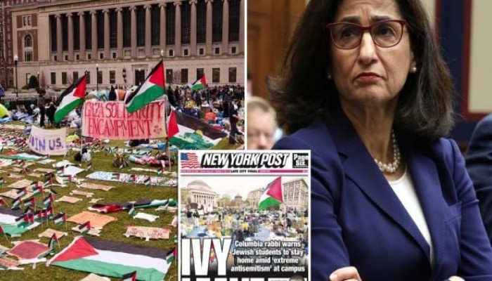 طلاب يحتفلون باستقالة المصرية "نعمت شفيق" رئيسة جامعة كولومبيا الموالية للصهاينة