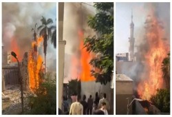 حريق هائل في مقر مديرية تعليم بني سويف القديم