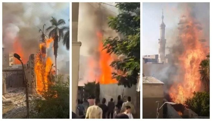 حريق هائل في مقر مديرية تعليم بني سويف القديم