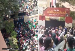 تكدس وزحام بين طلاب الفترتين الصباحية والمسائية بمدخل إحدى مدارس المرج.. واستغاثة أولياء الأمور