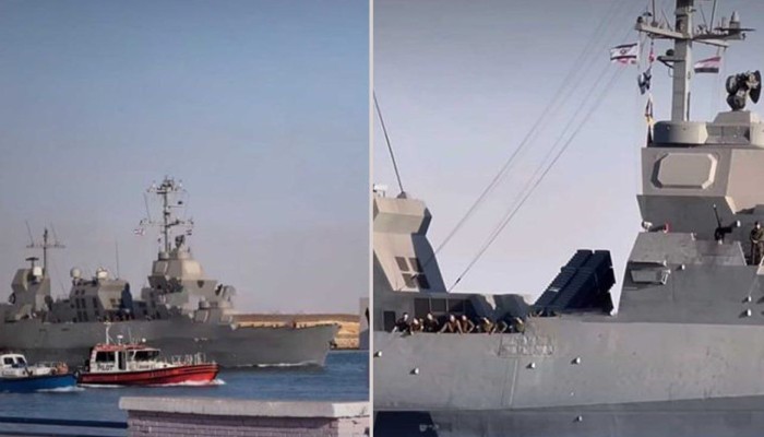 غضب شعبي بعد مرور سفينة حربية للاحتلال من قناة السويس تحت حماية الجيش المصري (فيديو)
