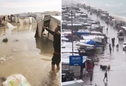 الأمواج تغرق 10 آلاف خيمة للنازحين في غزة خلال يومين