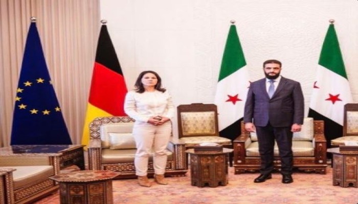 لجان الشؤون المعنوية هاجت وماجت .. مصافحة أحمد الشرع تتجاهل الوزيرة الألمانية