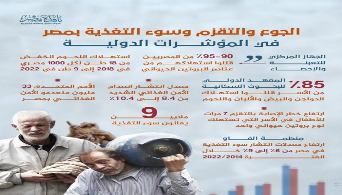 إنفوجراف|| الجوع والتقزم وسوء التغذية بمصر في المؤشرات الدولية
