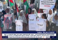 بالفيديو...تظاهرة أمام السفارة المصرية في جنوب أفريقيا لفتح معبر رفح وفك الحصار عن غزة