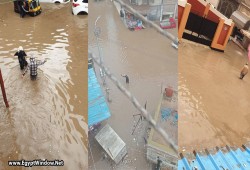 شاهد|| دمياط تغرق في شبر مياه الأمطار الصيفية