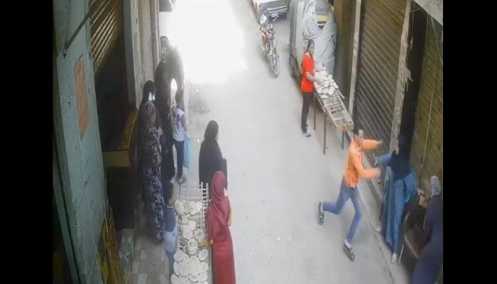 بالفيديو.. سيدة تتعرض لهجوم من بلطجي أثناء شرائها الخبز بالقليوبية