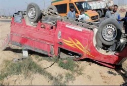 إصابة 8 عمال بالأجر اليومي في انقلاب سيارة على الطريق الأوسطى بالشرقية