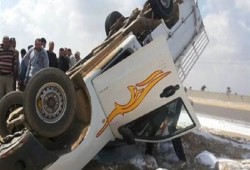 إصابة 28 عاملاً بانقلاب سيارة نقل ببني سويف