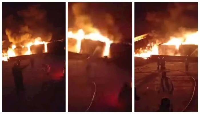 بالفيديو|| اندلاع حريق هائل بمصنع جبس بجنوب سيناء والدخان يغطي الطريق الدولي