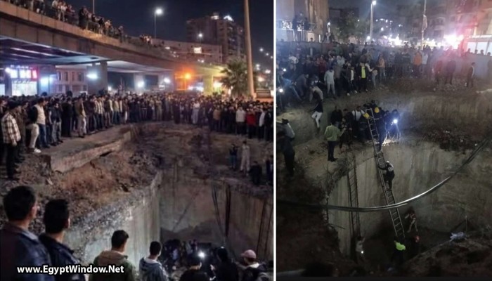 شاهد || سقوط ميكروباص بجميع ركابه في حفرة بعمق 6 أمتار أسفل كوبري الزاوية الحمراء