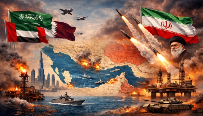 شاهد|| هجمات إيرانية واسعة تضرب كل دول الخليج.. السعودية تعترض العشرات ودبي تعلق الرحلات